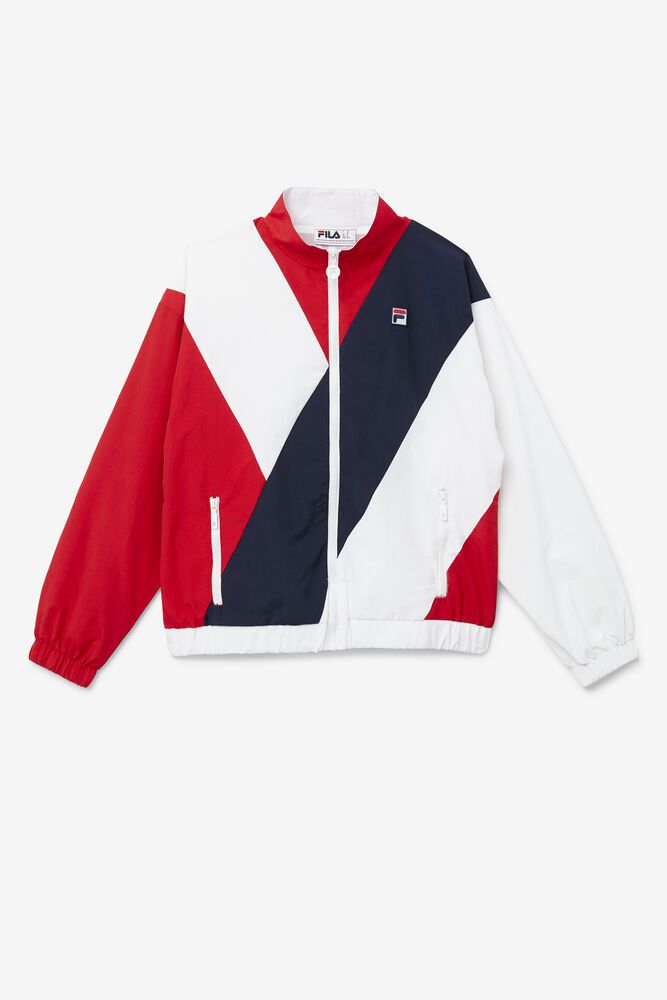 Fila Jacket Womens Red/White/Navy Ishani Windbreaker - Ireland 73860-FJOZ